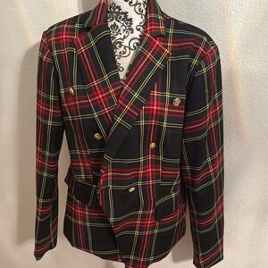 Women’s Red and Black Plaid Blazer